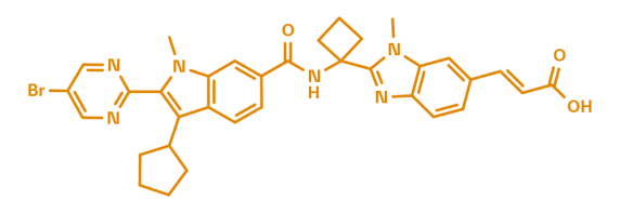 2D structure of HCV NS5B polymerase inhibitor - BI 207127 (Deleobuvir)
